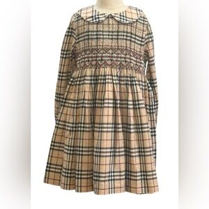 Burberry Kids Cotton Check Smocked Dress.